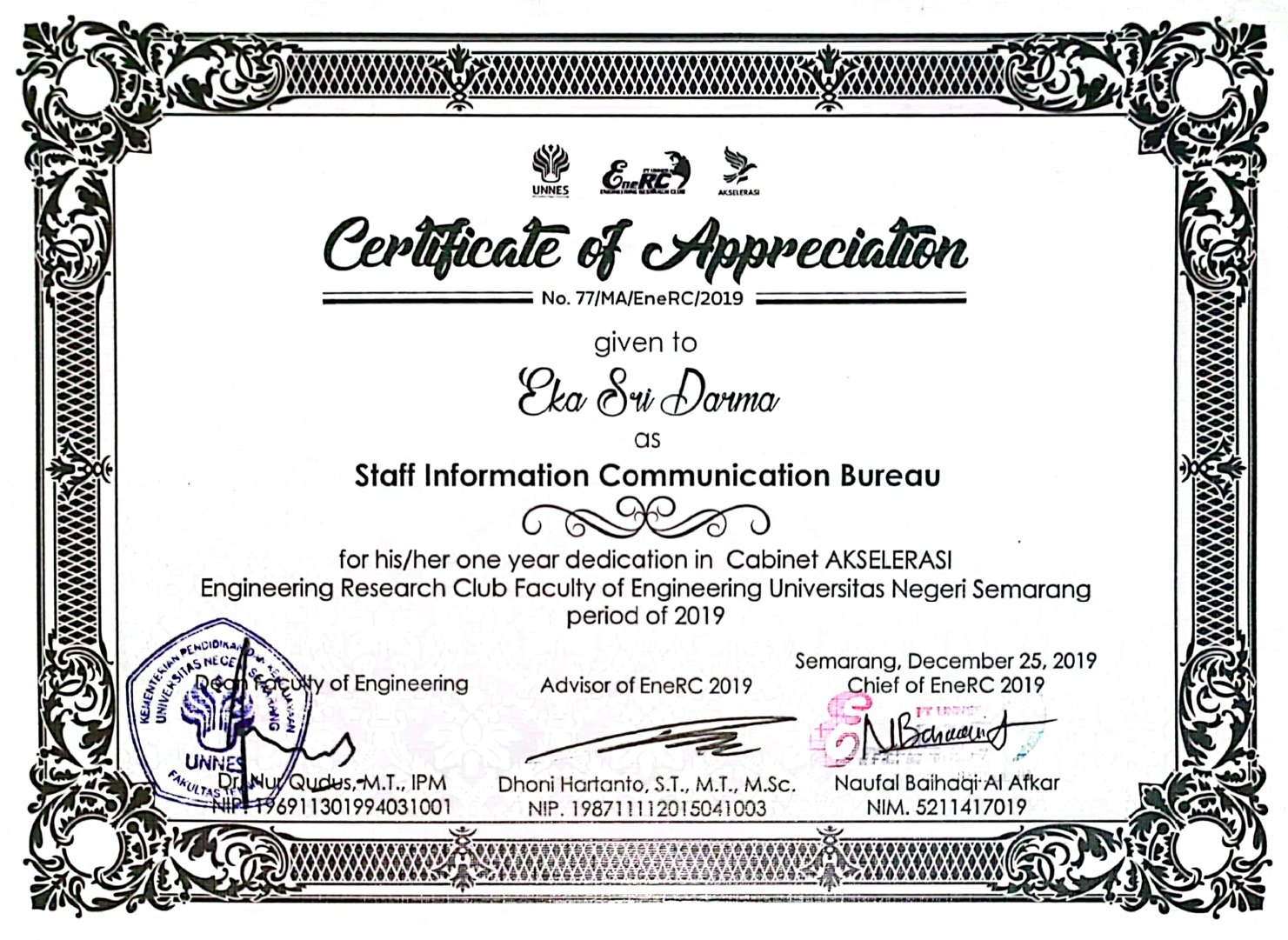 Staff EneRC Kabinet Akselerasi